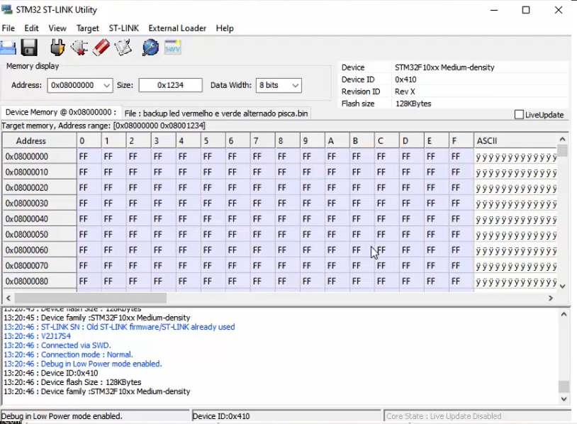Desbloquear Memoria Protegida contra leitura e gravação do Micro controlador STM 32 código fonte Desbloquear Memoria Protegida contra leitura e gravação do Micro controlador STM 32 código fonte